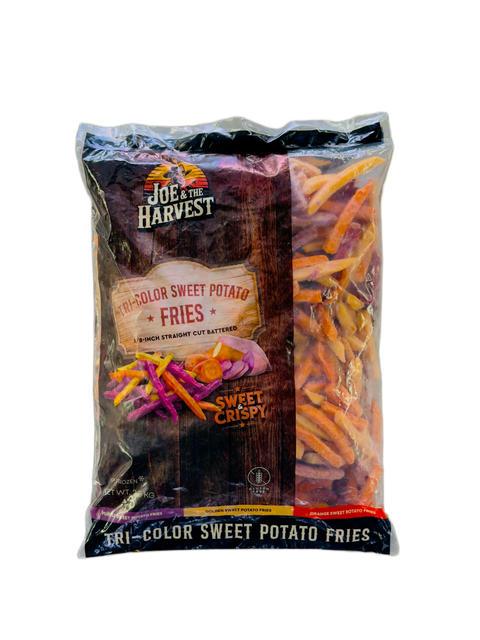 JOE & THE HARVEST SWEET POTATO TRICOLORE PRE-FRIED 2.5KG/4 — HONDURAS